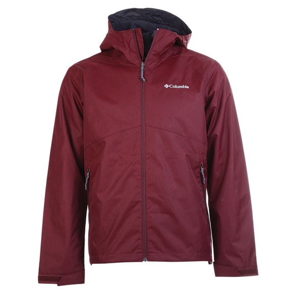 Columbia men's RAINIE falls maroon hooded lined waterproof coat jacket medium - Picture 1 of 7